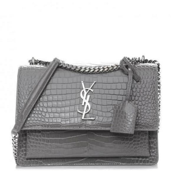 Yves Saint Laurent Handbags - YSL SUNSET Medium Croc black Crossbody Brand New